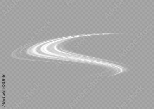 Light blue glowing effect. Glowing white speed lines. Abstract traffic lines on the road. Light dust trail wave, fire path trace line, car headlights, optical fiber and filament curve swirl png.