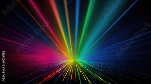 Abstract background with colorful spectrum. Bright neon rays and glowing lines. Generative AI