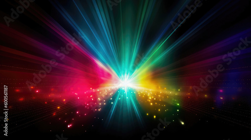 Colorful Lights Rays Scene Background. Generative AI