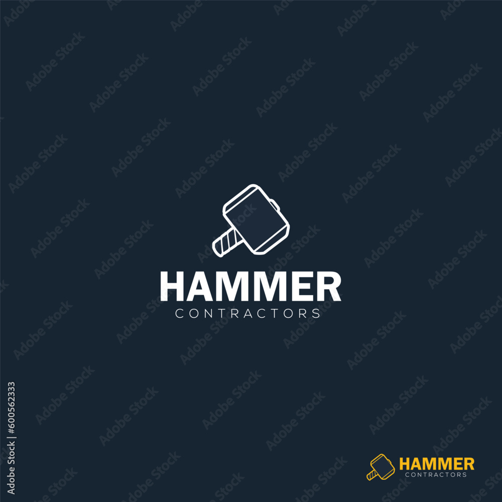 Creative Hammer Contractors logo design, home build logo, Home Construction Concept Logo Design Template Creative Hammer Contractors logo design, home build logo, Home Construction Concept Logo Design Template
