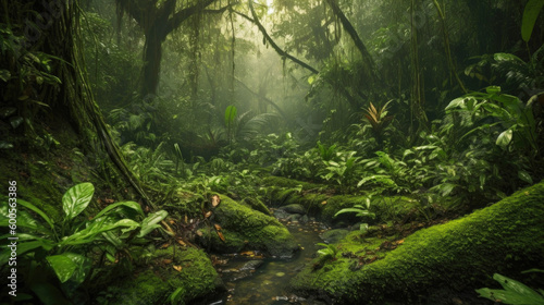 Deep tropical jungles of Southeast Asia. Generative AI