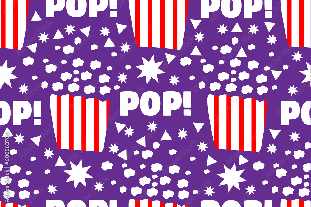 Obraz premium INDEPENDENCY DAY 4TH JULY, AMERICAN, USA. Pop corn seamless vector pattern for design and decoration