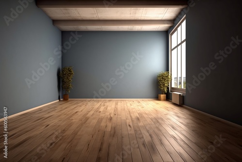 Empty Room Interior with wooden floor -Ai © Master-L