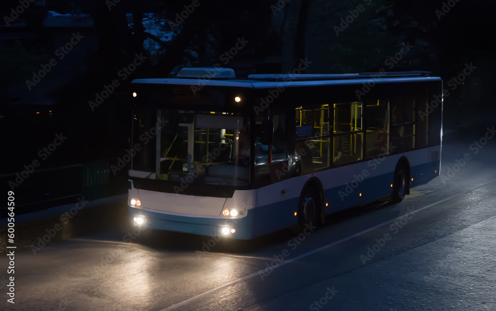 Fototapeta premium bus moves on a night road
