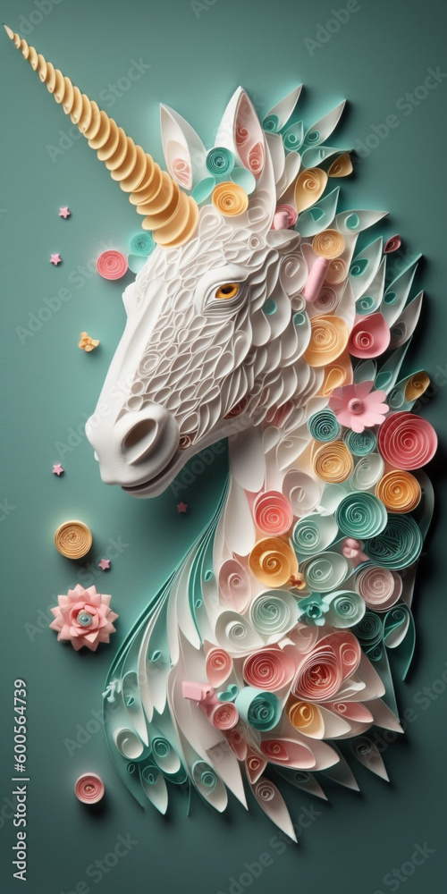 Fototapeta premium pastel suit multi-dimensional origami quilling, Generative AI