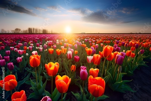  Harmony of Colors  Sunset Illuminating the Field of Flowers aI