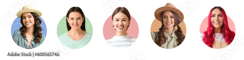 Collection of happy women o...
