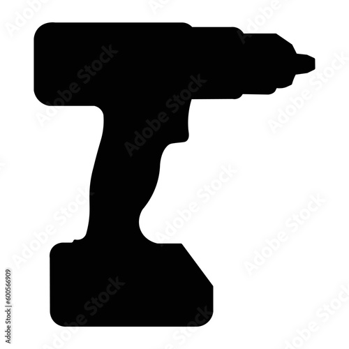 Minimalist black cordless drill and screwdriver, tool for joiner or carpenter