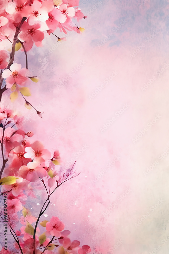light pink background paper texture tiny petal flower painting in watercolor style. AI generative light pink background paper texture tiny petal flower painting in watercolor style. AI generative