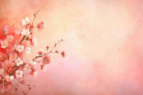 light pink background paper texture tiny petal flower painting in watercolor style. AI generative
