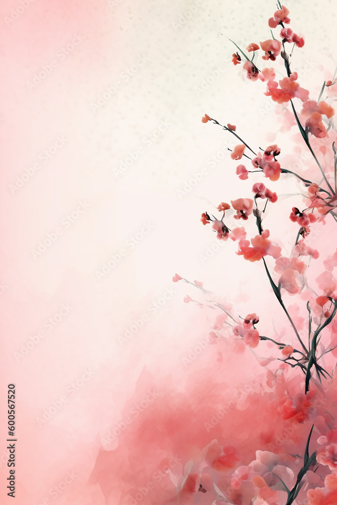 light pink background paper texture tiny petal flower painting in watercolor style. AI generative light pink background paper texture tiny petal flower painting in watercolor style. AI generative