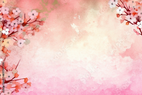 light pink background paper texture tiny petal flower painting in watercolor style. AI generative