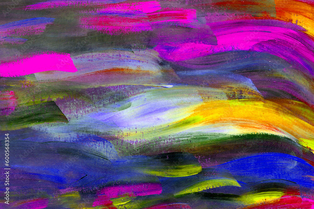 Pink blue yellow acrylic painting texture. Hand painted background