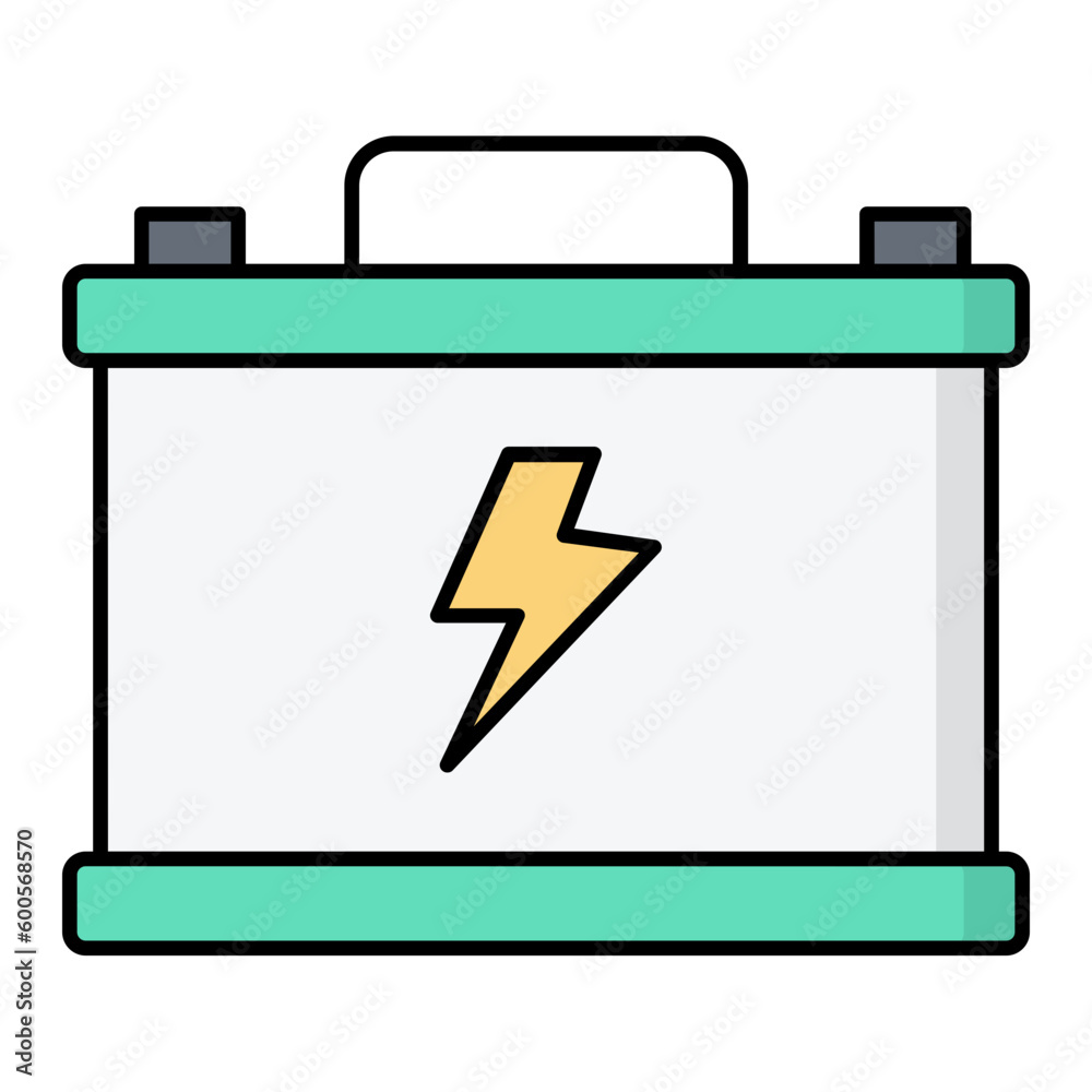Car Battery Line Color Icon Car Battery Line Color Icon