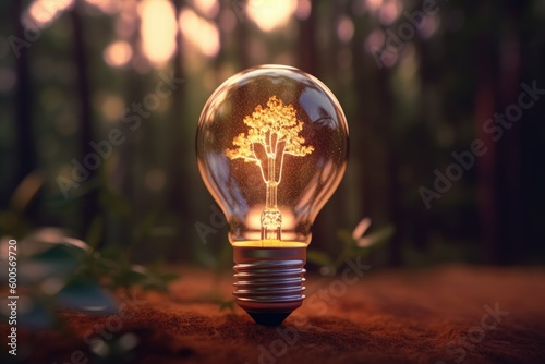 A light bulb with a tree on the top Generative AI