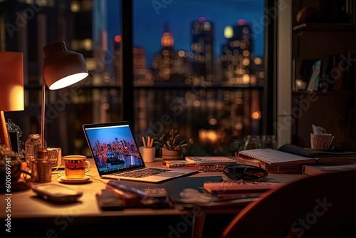 Wallpaper Mural a young professional in a chic home office, enjoying the flexibility of remote working and using Microsoft office Torontodigital.ca