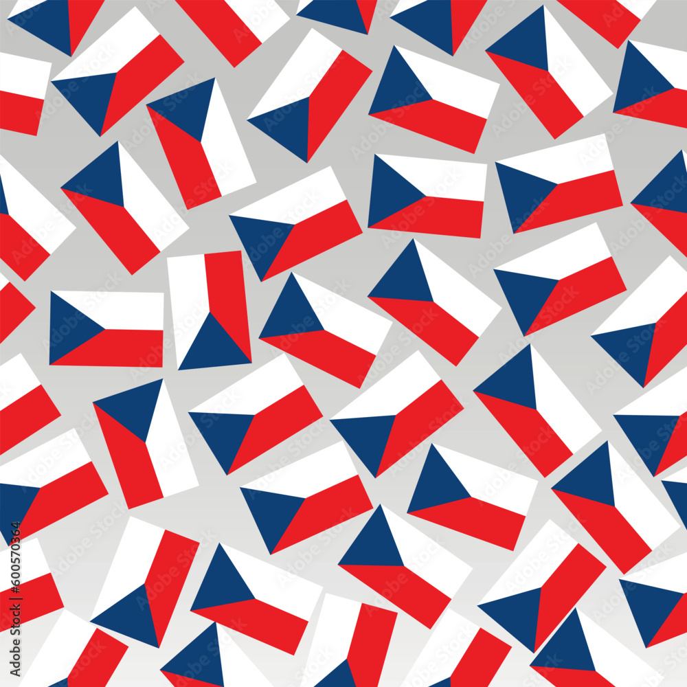 Pattern for holidays with flag of Czech. Happy Czech day background. Seamless pattern with flag of the Czech Republic. Illustration with white background. Illustration.