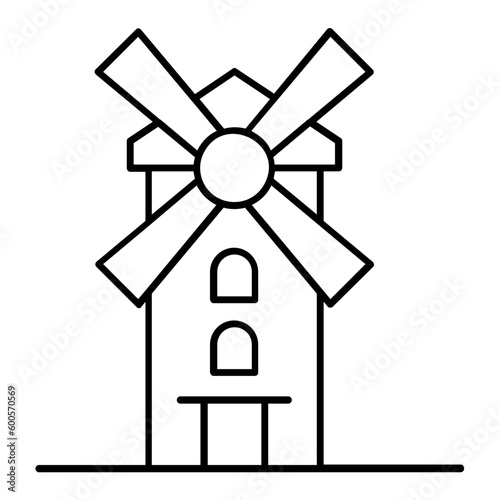 Wind House Thin Line Icon