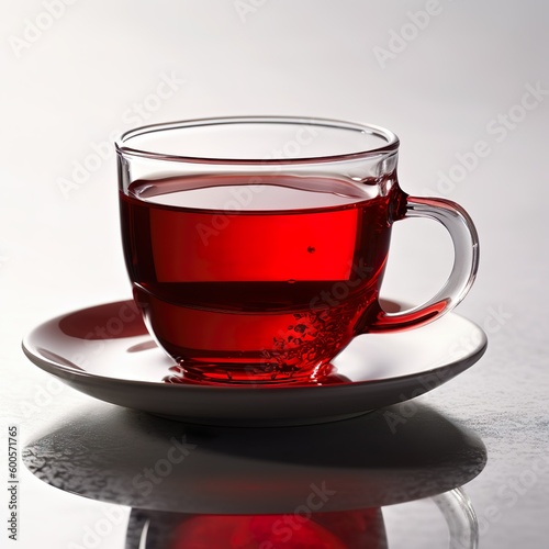 roter Tee in Tasse aus Glas - generative ai