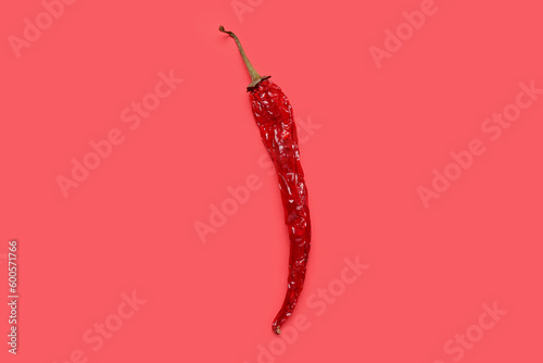 Dry hot chili pepper on red background