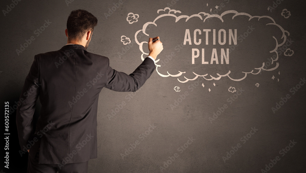 businessman drawing a cloud with inscription businessman drawing a cloud with inscription