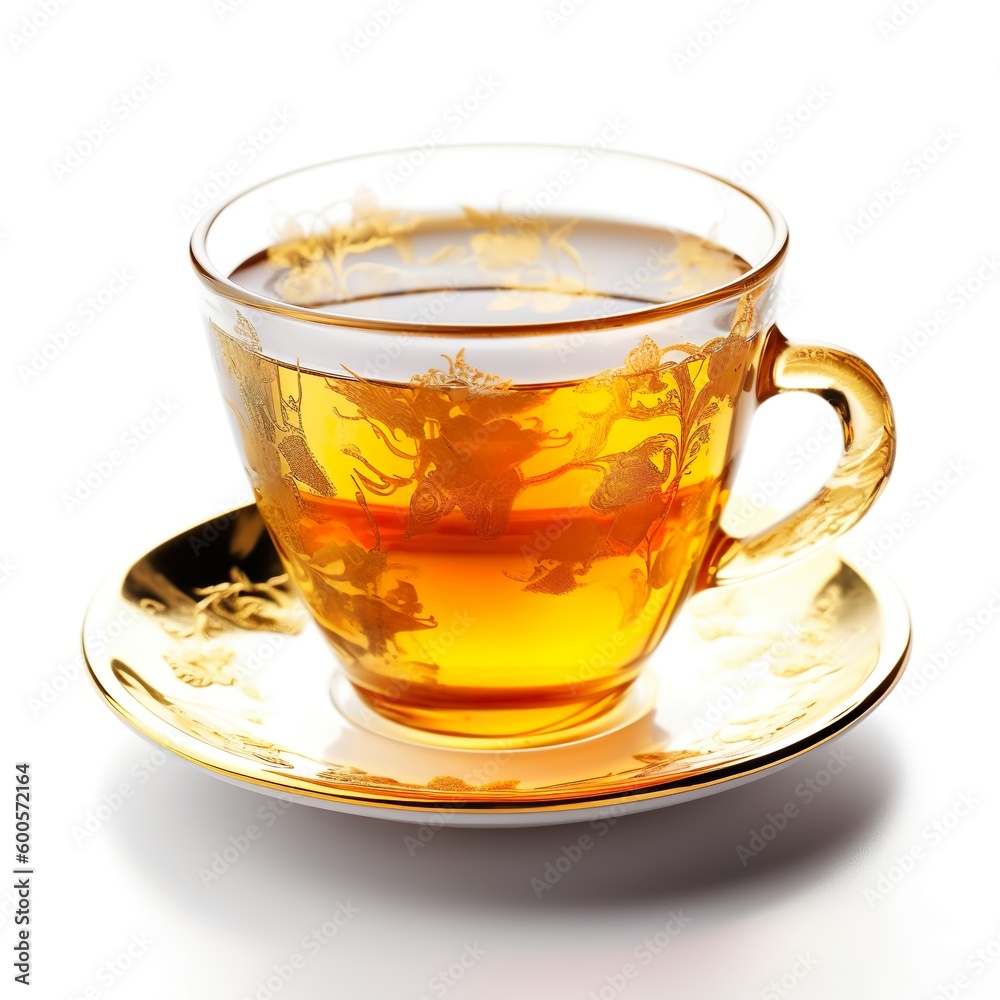 gold Tee in Tasse aus Glas - generative ai