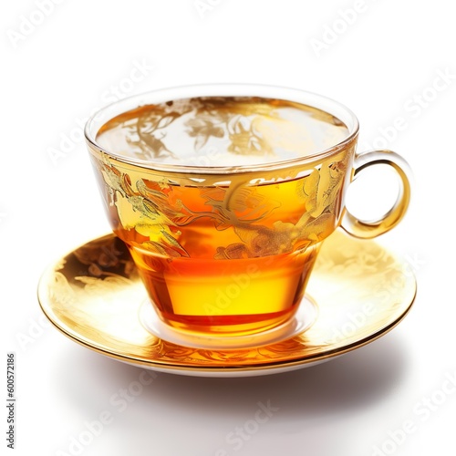 gold Tee in Tasse aus Glas - generative ai photo