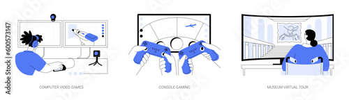 Non-immersive virtual reality abstract concept vector illustrations.