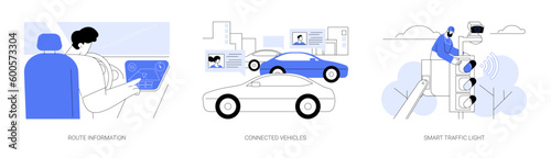Smart city transportation abstract concept vector illustrations.