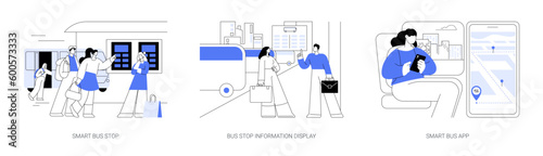 Smart city public transportation abstract concept vector illustrations.