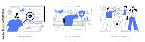 Cybersecurity professions abstract concept vector illustrations.