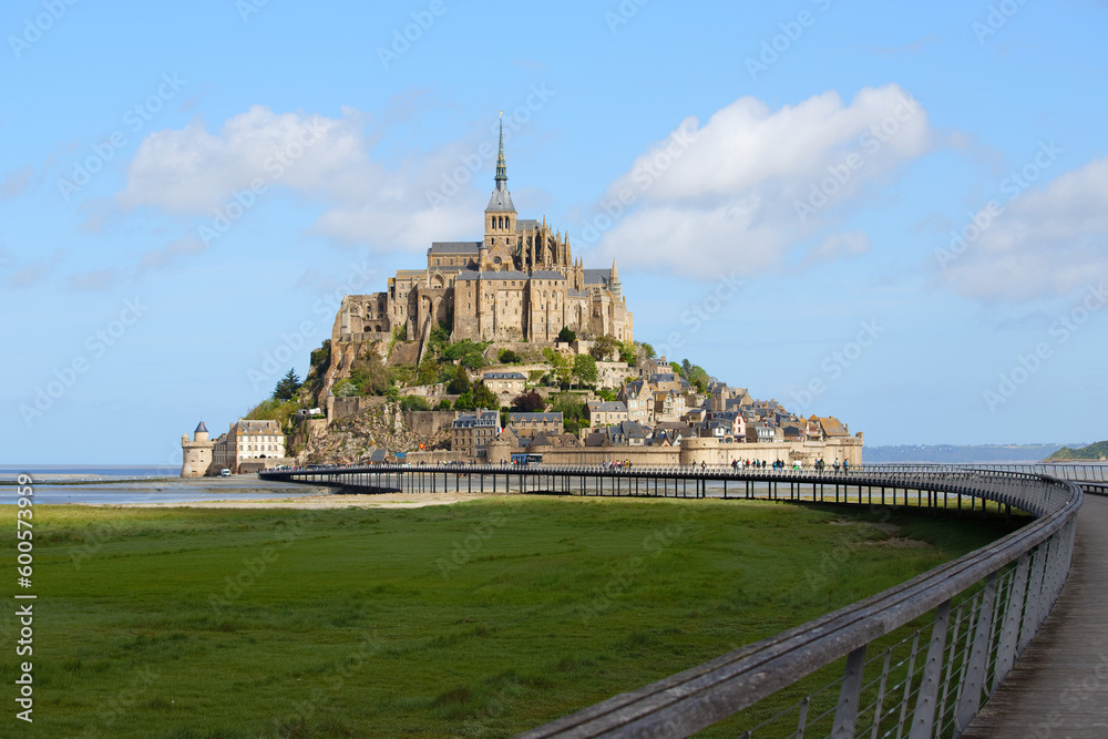 The Mont Saint-Michel tidal island, situated in France on the limit between Normandy and Brittany, France.