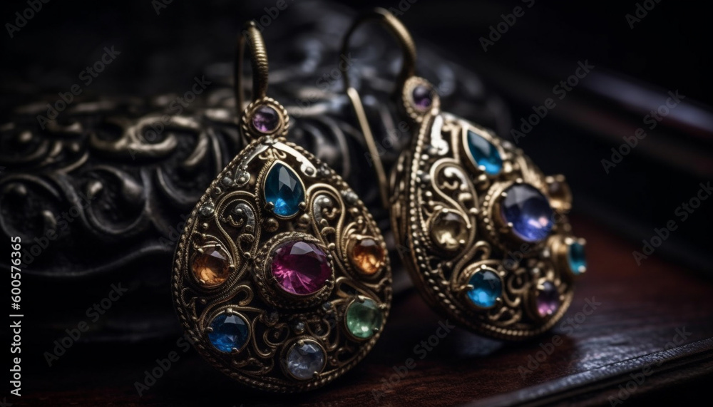 Obraz premium Shiny gold jewelry, a symbol of wealth generated by AI