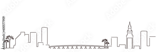 Miami Dark Line Simple Minimalist Skyline With White Background