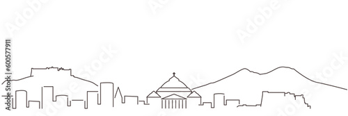 Naples Dark Line Simple Minimalist Skyline With White Background