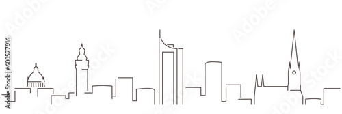 Leipzig Dark Line Simple Minimalist Skyline With White Background
