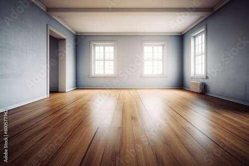 Wallpaper Mural Empty Room Interior with wooden floor -Ai Torontodigital.ca