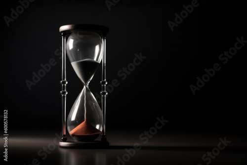 Vintage hourglass on plain background with copy space, generative ai
