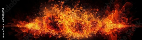 Fiery Explosion. Horizontal banner. AI generated