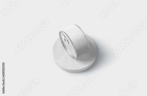 Blank white conserve can with lid mock up, 3d rendering. Empty canned jar mockup isolated. 3D illustration.