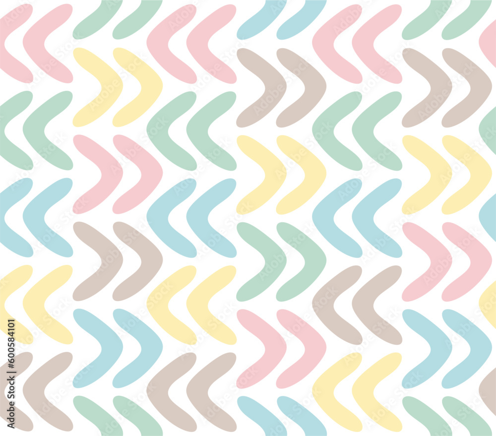 Seamless design of colorful boomerang shape in shabby chic color