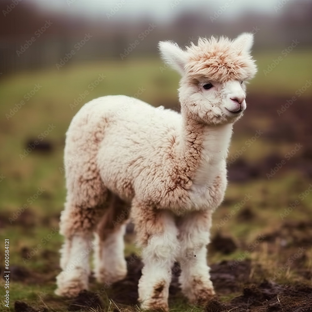 An adorable fluffy alpaca. Generative AI. 