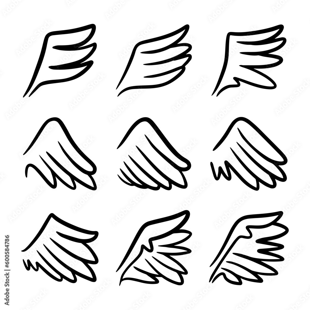 Sketch angel wings. Angel feather wing. Vector illustration. Sketch angel wings. Angel feather wing. Vector illustration.