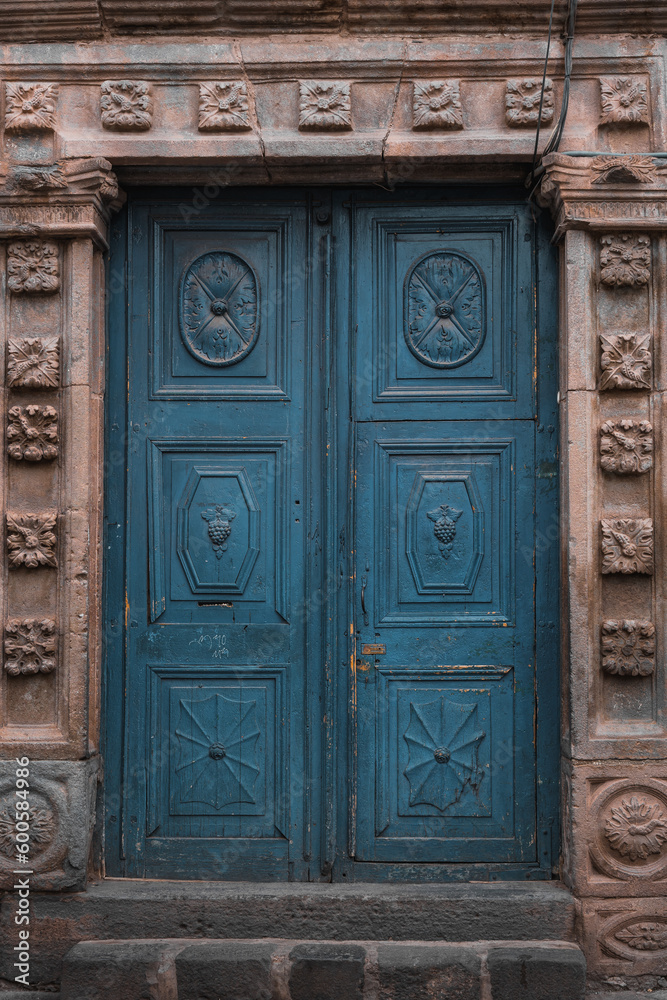 Colonial doors of the traditional houses of the beautiful city of Cusco