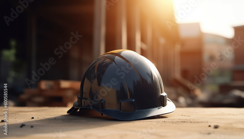 Safety helmet at refinery construction site