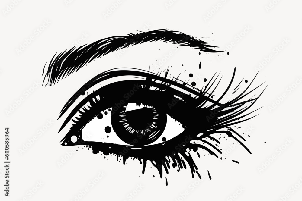 Doodle inspired Eyeliner, cartoon sticker, sketch, vector, Illustration