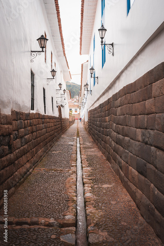 walk through the streets, portals of the central square of the imperial city of Cusco