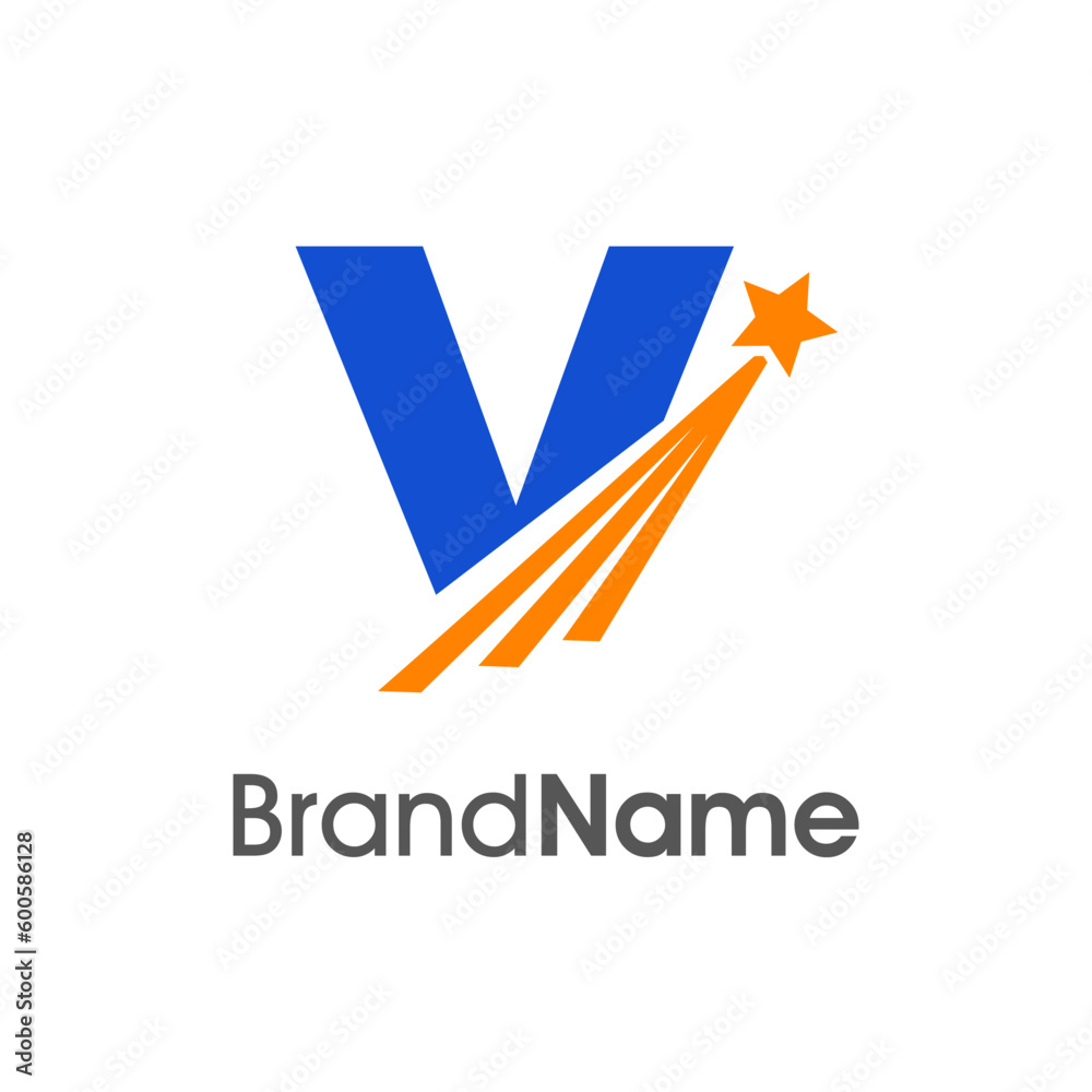 Initial V Flying Star Logo Initial V Flying Star Logo