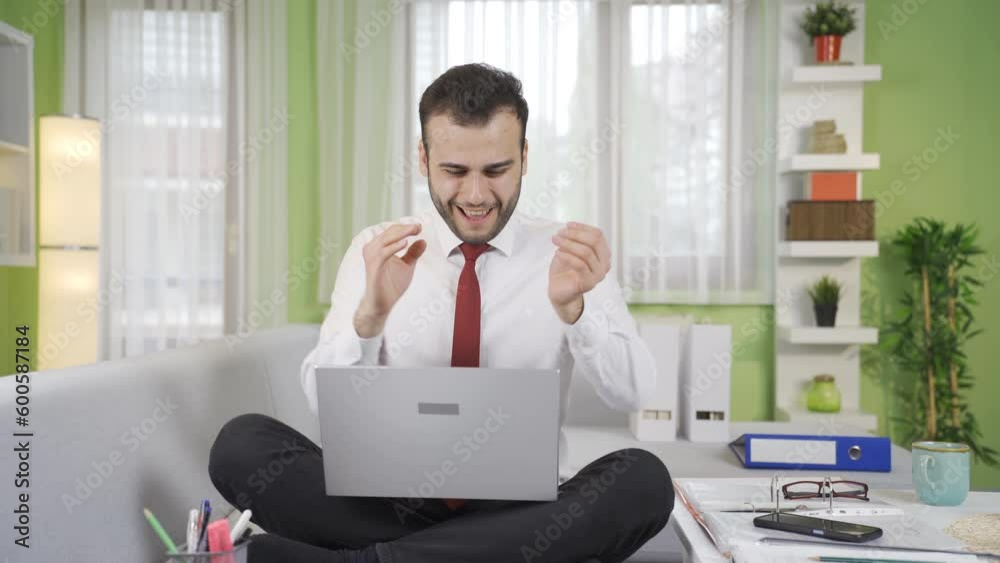 Businessman completing his task, finishing work smoothly. Businessman completing his task, finishing work smoothly.