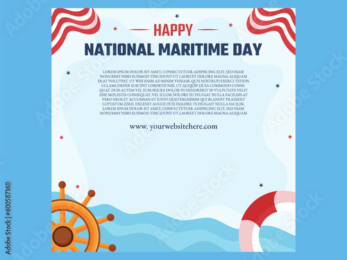Collection of American National Maritime Day Social Media Poster Templates. Suitable for Social Media Post Ad Design
